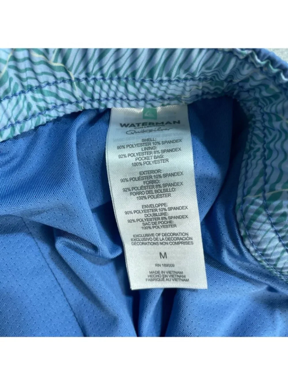 NWT Quiksilver Waterman Collection Men's M Swim Volley Shorts Blue UPF 50